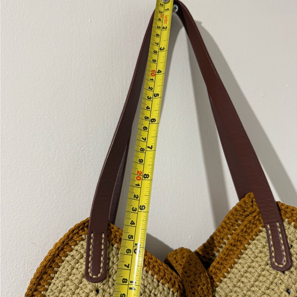 Crochet Tote Shoulder Bag, Handmade Chevron Striped Casual - Picture 4 of 16